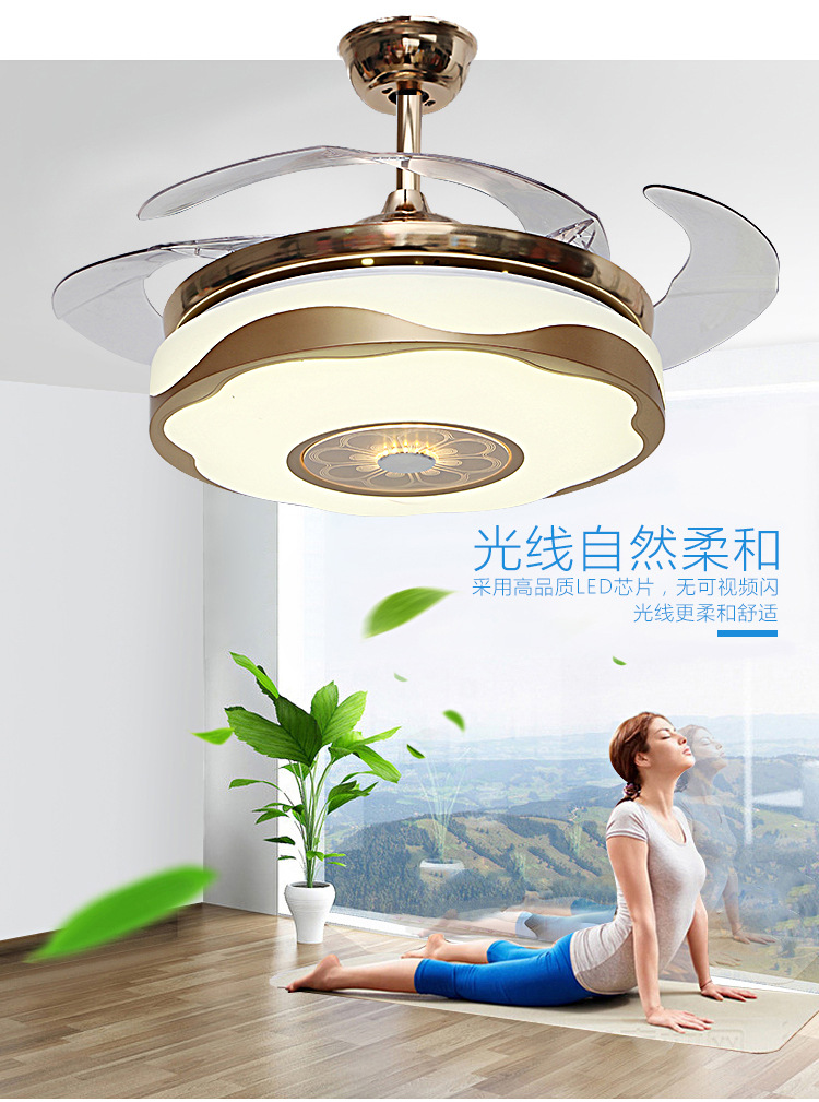 隱形led遙控風(fēng)扇燈簡約大氣吊扇燈客廳臥室餐廳電風(fēng)扇燈